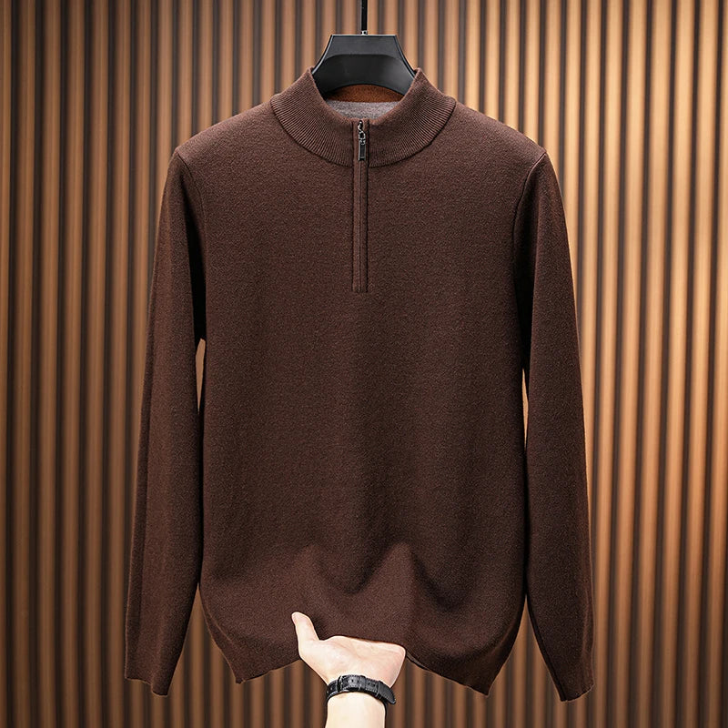 Men's Stand Collar Half Zip Knit