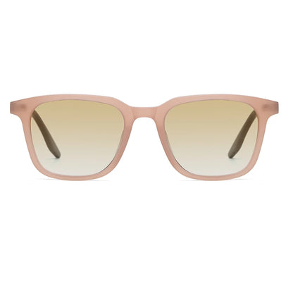 Pink sunglasses with gradient lenses on a white background