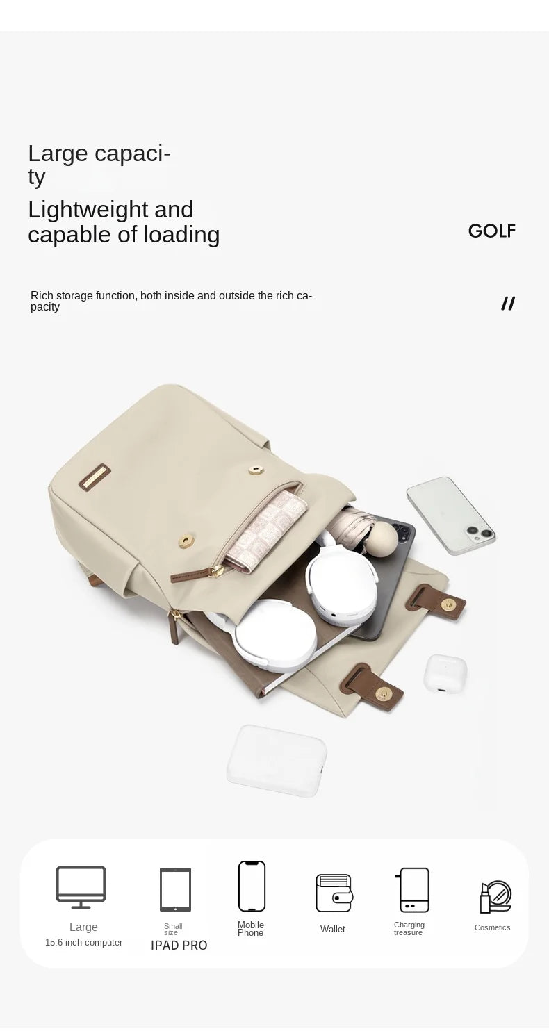 Minimalist Women's Laptop Backpack - Waterproof, Anti-Theft, & Elegant School/Work Daypack