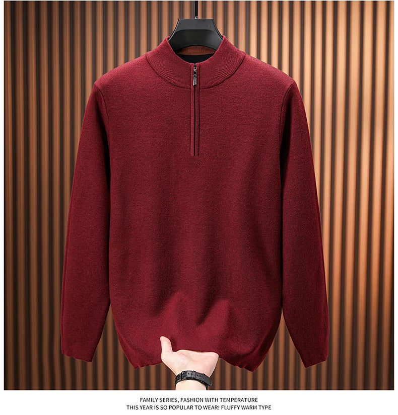Men's Stand Collar Half Zip Knit