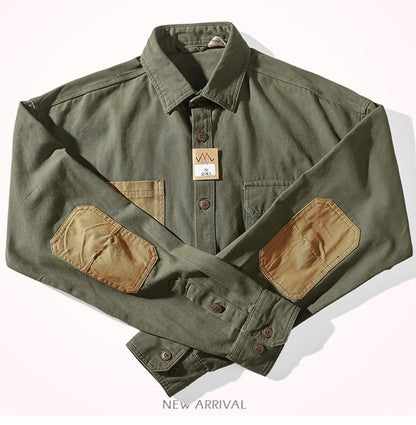 Men's Heritage Canvas Shirt: Contrast Patch Oxford Work wear