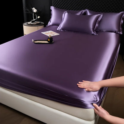The Bauhaus Nocturne: 100% Mulberry Silk 3-Piece Fitted Sheet Set with Pillowcase Suite