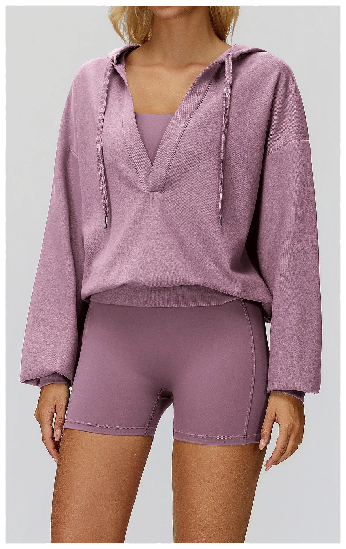 Women's Deep-V Sweatshirt Sports Top | Loose Fit Yoga & Running Sweatshirt