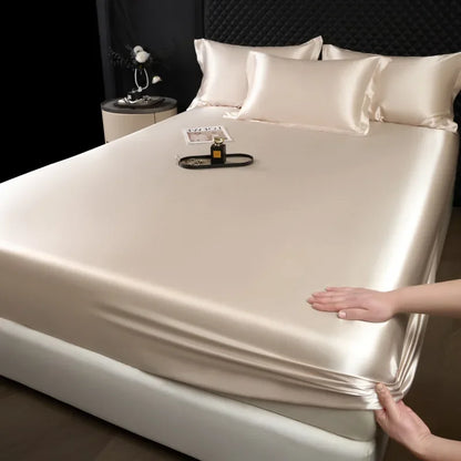 The Bauhaus Nocturne: 100% Mulberry Silk 3-Piece Fitted Sheet Set with Pillowcase Suite