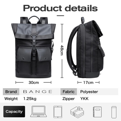Bange Anti-Theft Urban Backpack 15.6” — Waterproof Softback with Belted Lock Detail