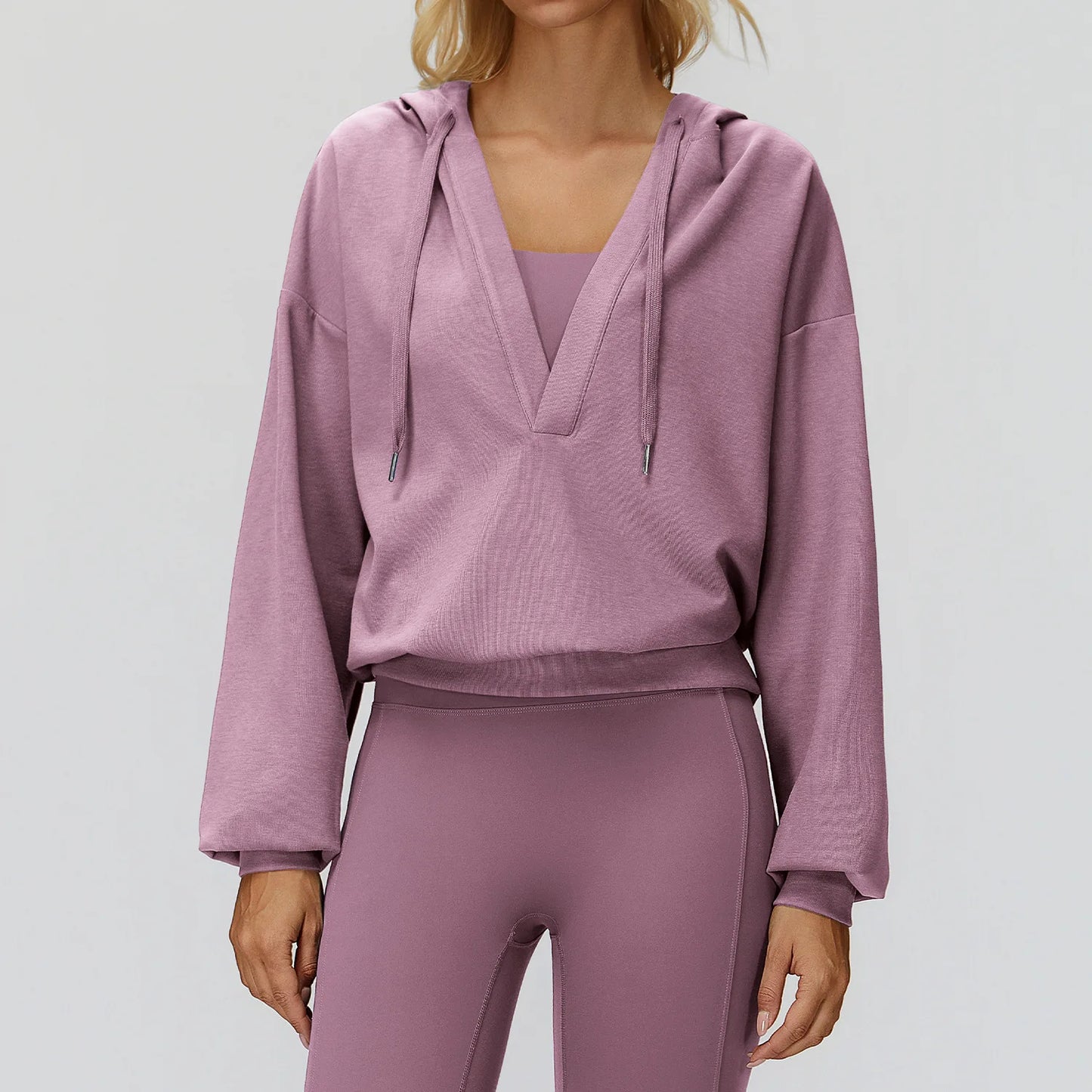 Women's Deep-V Sweatshirt Sports Top | Loose Fit Yoga & Running Sweatshirt