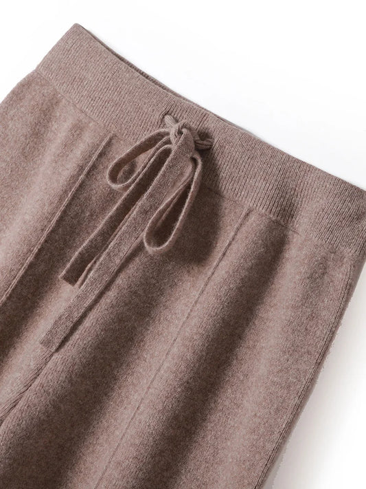The Premium Merino Wool Trousers | Wide Leg Knit Cashmere-Feel Pants