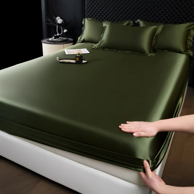 The Bauhaus Nocturne: 100% Mulberry Silk 3-Piece Fitted Sheet Set with Pillowcase Suite