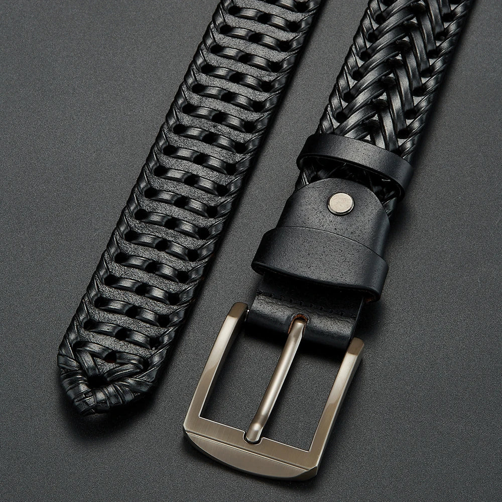 Men's Genuine Leather Braided Belt