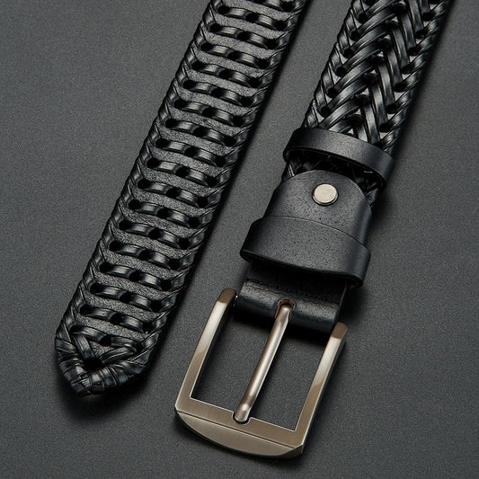 Men's Genuine Leather Braided Belt