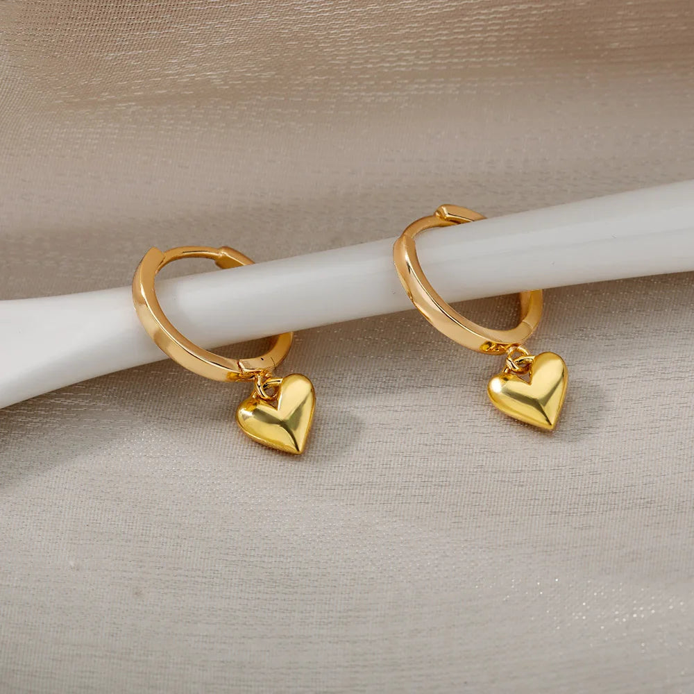 Heart Vintage Gold Drop Earrings