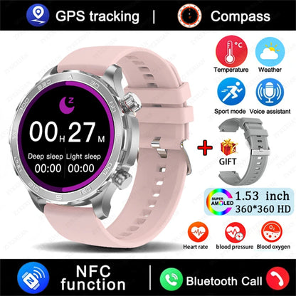 Men's GPS Sports Smartwatch: 1.53" HD Screen, Bluetooth Calling, Compass, & NFC Access
