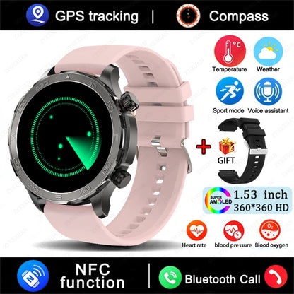 Men's GPS Sports Smartwatch: 1.53" HD Screen, Bluetooth Calling, Compass, & NFC Access