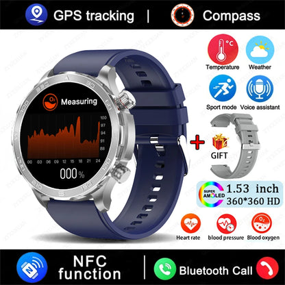 Men's GPS Sports Smartwatch: 1.53" HD Screen, Bluetooth Calling, Compass, & NFC Access