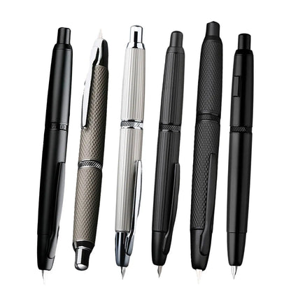 The Executive Grip: Metal Press Luxury Fountain Pen – Effortless Style, Precision Writing.