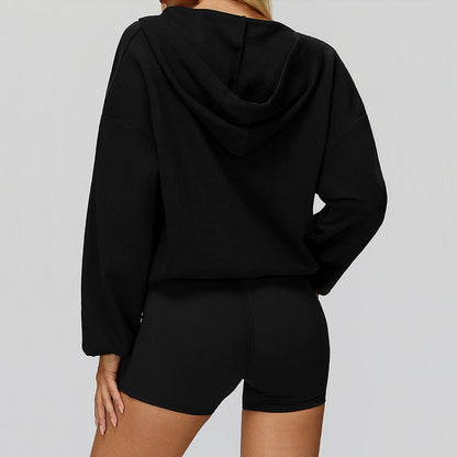 Women's Deep-V Sweatshirt Sports Top | Loose Fit Yoga & Running Sweatshirt