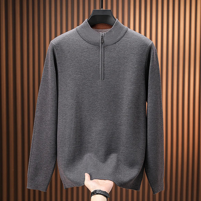 Men's Stand Collar Half Zip Knit