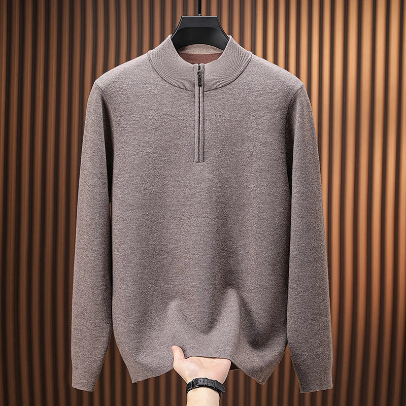 Men's Stand Collar Half Zip Knit