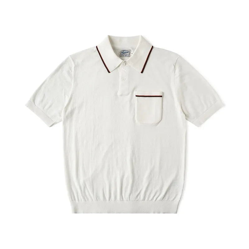 The 1940s Riviera Knit Polo Shirt Men's Vintage 1940s | 100% Combed Cotton Slim Fit Short Sleeve Casual Sportswear