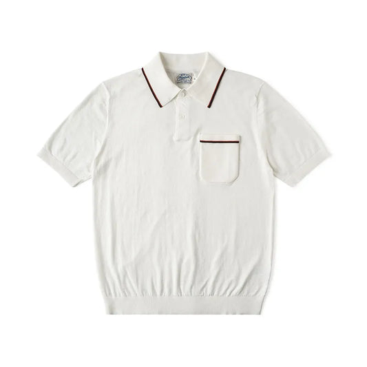 The 1940s Riviera Knit Polo Shirt Men's Vintage 1940s | 100% Combed Cotton Slim Fit Short Sleeve Casual Sportswear