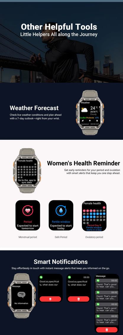 Blackview W80 Pro Rugged Smart Watch - GPS, Compass 2.0, Long Battery Life & IP68