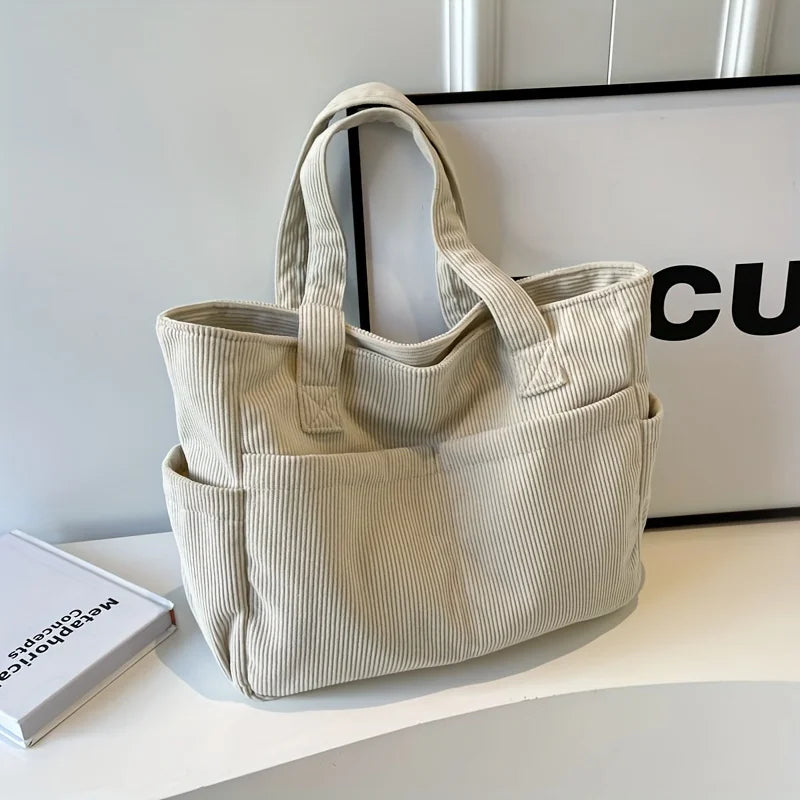 Women's Chunky Cosy Corduroy Shoulder Town Bag