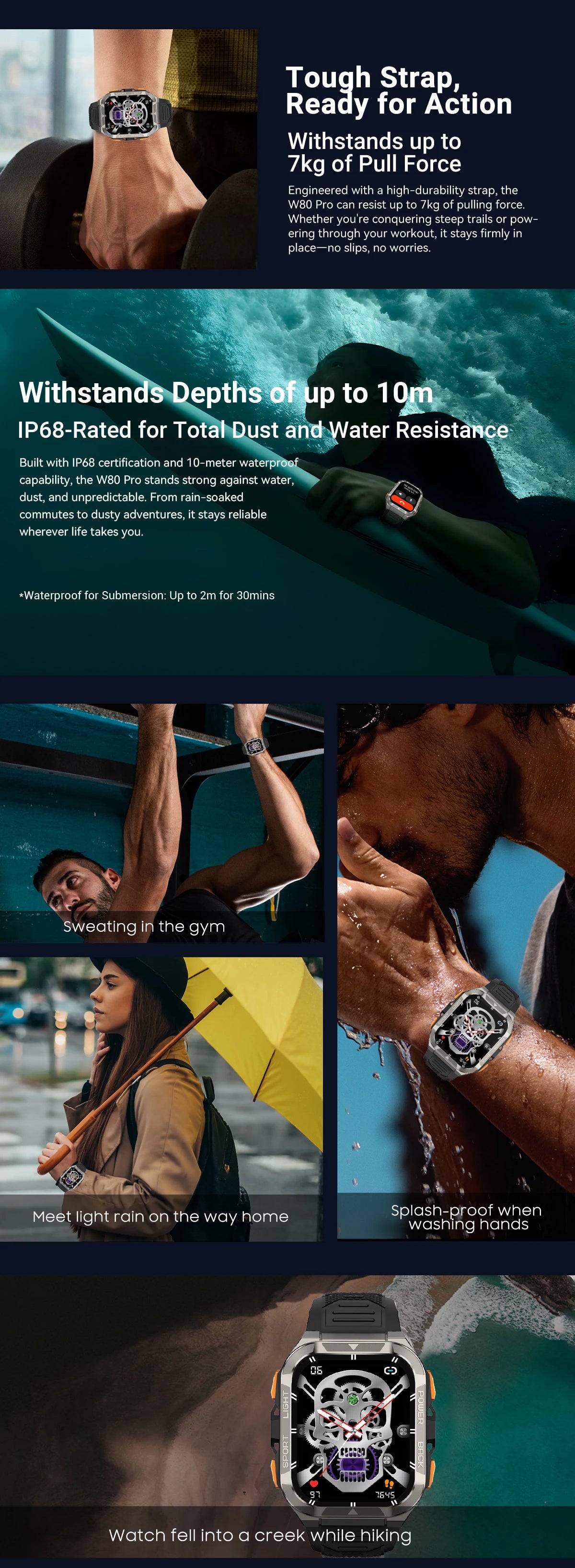 Blackview W80 Pro Rugged Smart Watch - GPS, Compass 2.0, Long Battery Life & IP68