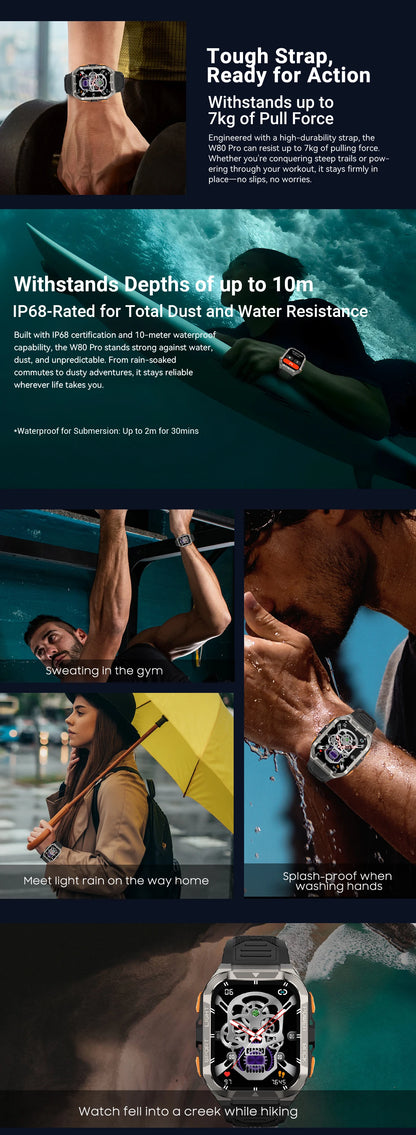 Blackview W80 Pro Rugged Smart Watch - GPS, Compass 2.0, Long Battery Life & IP68