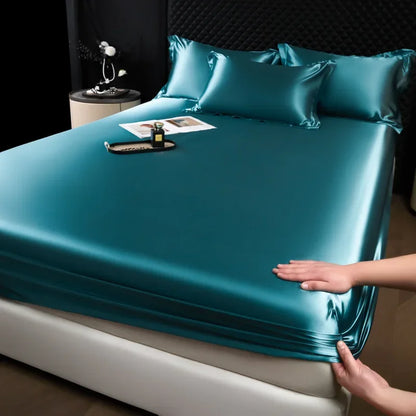 The Bauhaus Nocturne: 100% Mulberry Silk 3-Piece Fitted Sheet Set with Pillowcase Suite