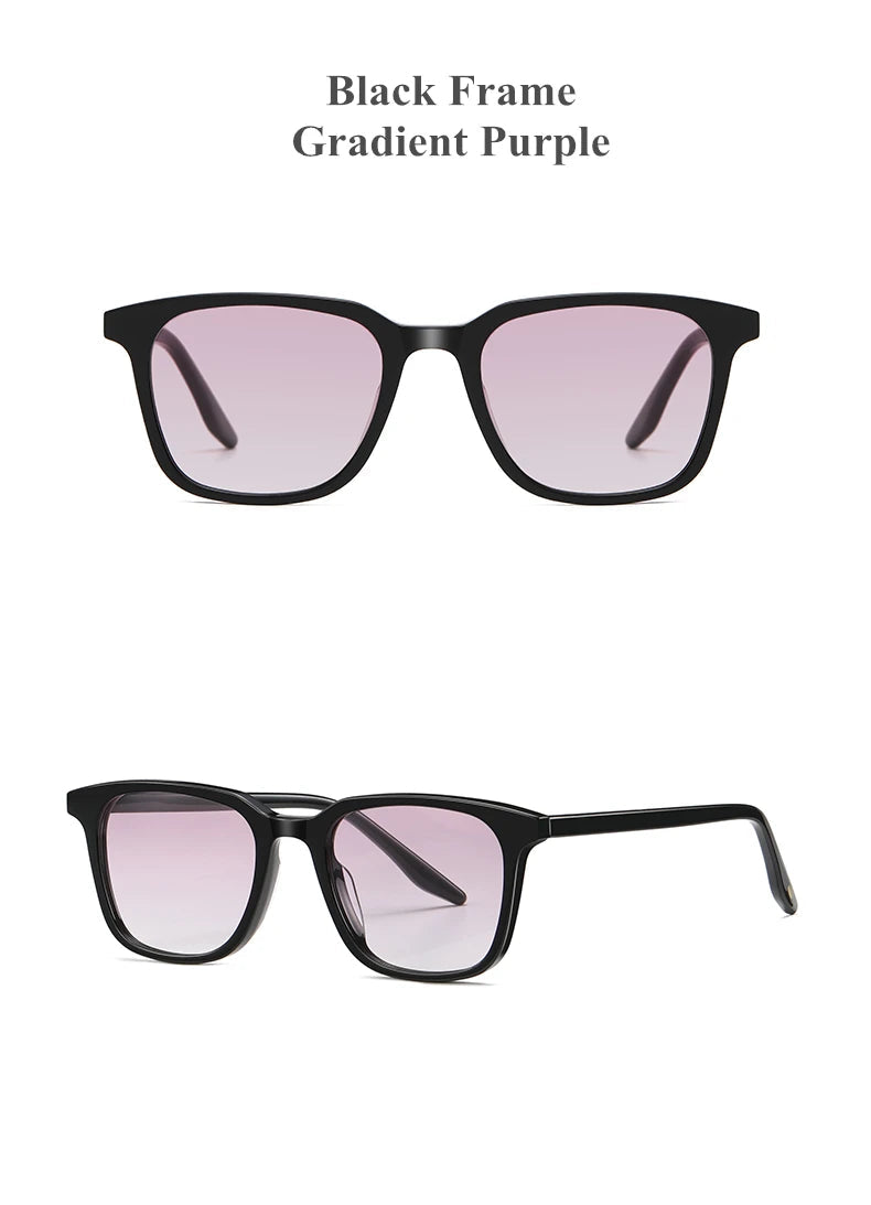 Black frame gradient purple sunglasses on a white background