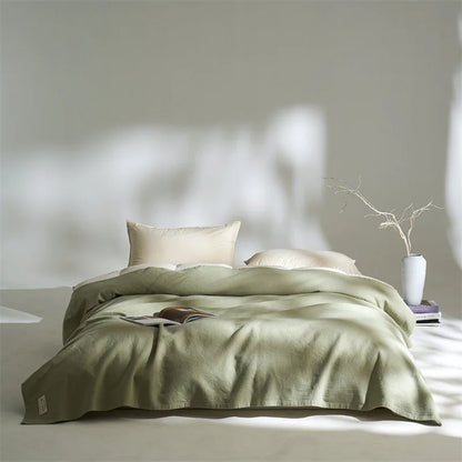 The Woven Sanctuary: All-Season Premium Cotton-Linen Drape Bedding