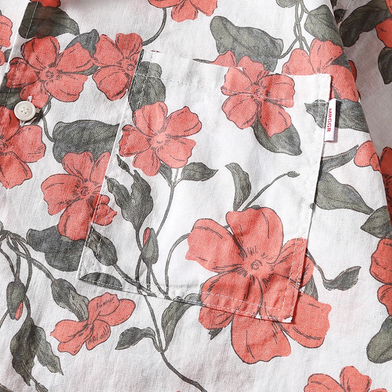 Sunset Hibiscus Cuban Collar Short Sleeve Shirt