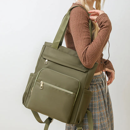 The Contemporary Carryall: Women's Chic Nylon Shoulder Backpack