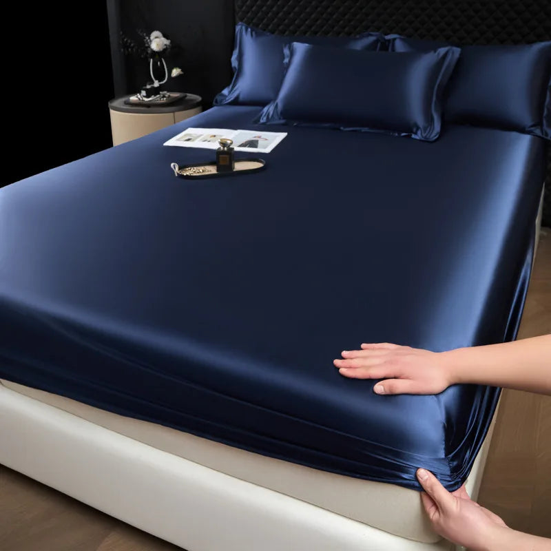 The Bauhaus Nocturne: 100% Mulberry Silk 3-Piece Fitted Sheet Set with Pillowcase Suite