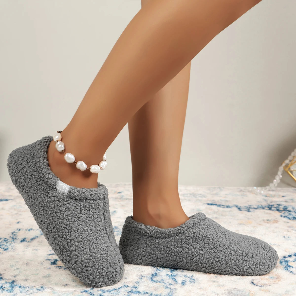 Women's Soft Curly Cozy Loafer Slippers with Polar Fleece Lining