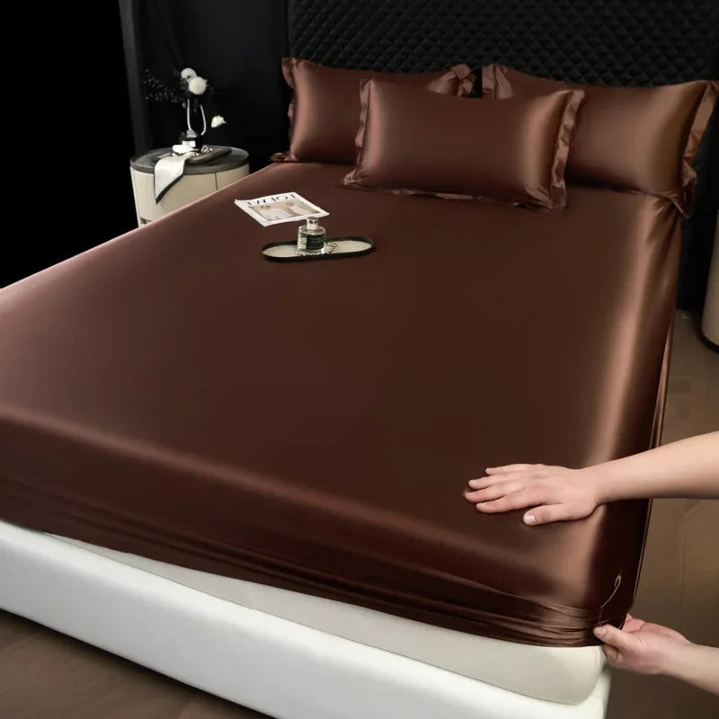 The Bauhaus Nocturne: 100% Mulberry Silk 3-Piece Fitted Sheet Set with Pillowcase Suite