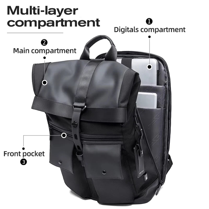 Bange Anti-Theft Urban Backpack 15.6” — Waterproof Softback with Belted Lock Detail