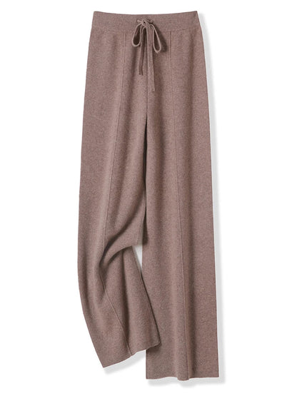 The Premium Merino Wool Trousers | Wide Leg Knit Cashmere-Feel Pants