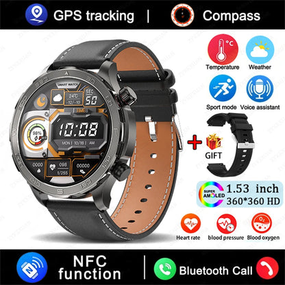 Men's GPS Sports Smartwatch: 1.53" HD Screen, Bluetooth Calling, Compass, & NFC Access