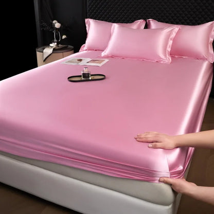 The Bauhaus Nocturne: 100% Mulberry Silk 3-Piece Fitted Sheet Set with Pillowcase Suite