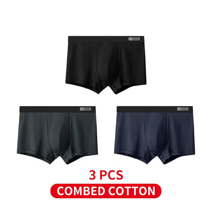 Three black and navy boxers with a MiioW logo on a white background