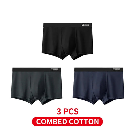 Three black and navy boxers with a MiioW logo on a white background