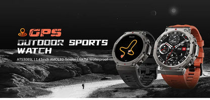 Men's T-Rex 3 GPS Smartwatch - 1.43" AMOLED, 5ATM Waterproof, Fitness Tracker for Men