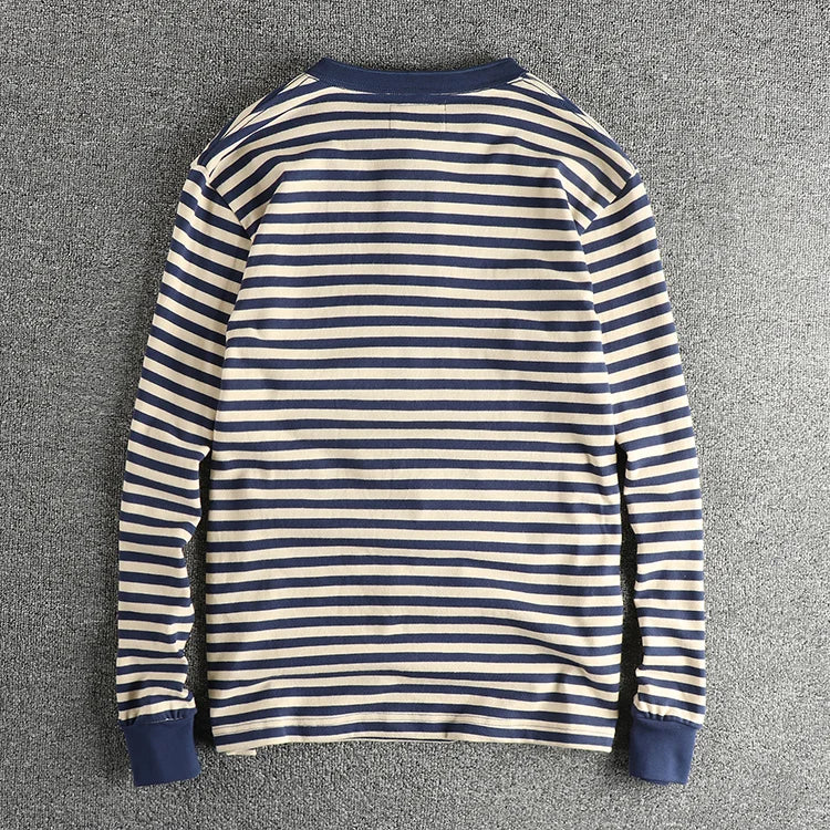 The Mariner's Heir: American Retro Men's Heavyweight Striped Henley
