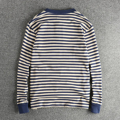 The Mariner's Heir: American Retro Men's Heavyweight Striped Henley