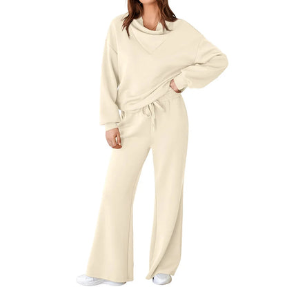 The Effortless Chic Women's Co-ord Set: High-Neck Wide-Leg Lounge Set