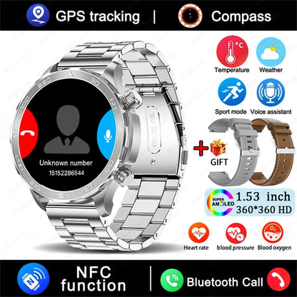 Men's GPS Sports Smartwatch: 1.53" HD Screen, Bluetooth Calling, Compass, & NFC Access