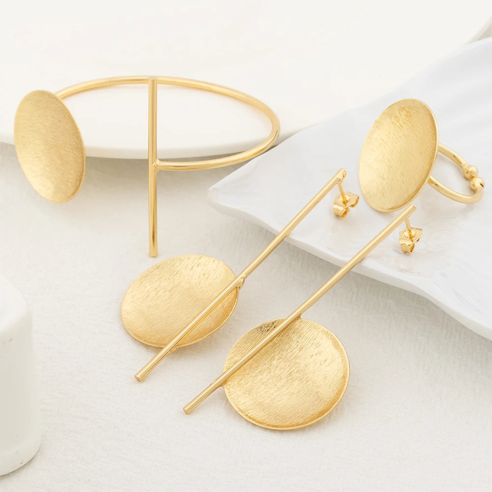 Geometric Round jewellery Set 18K Gold colour