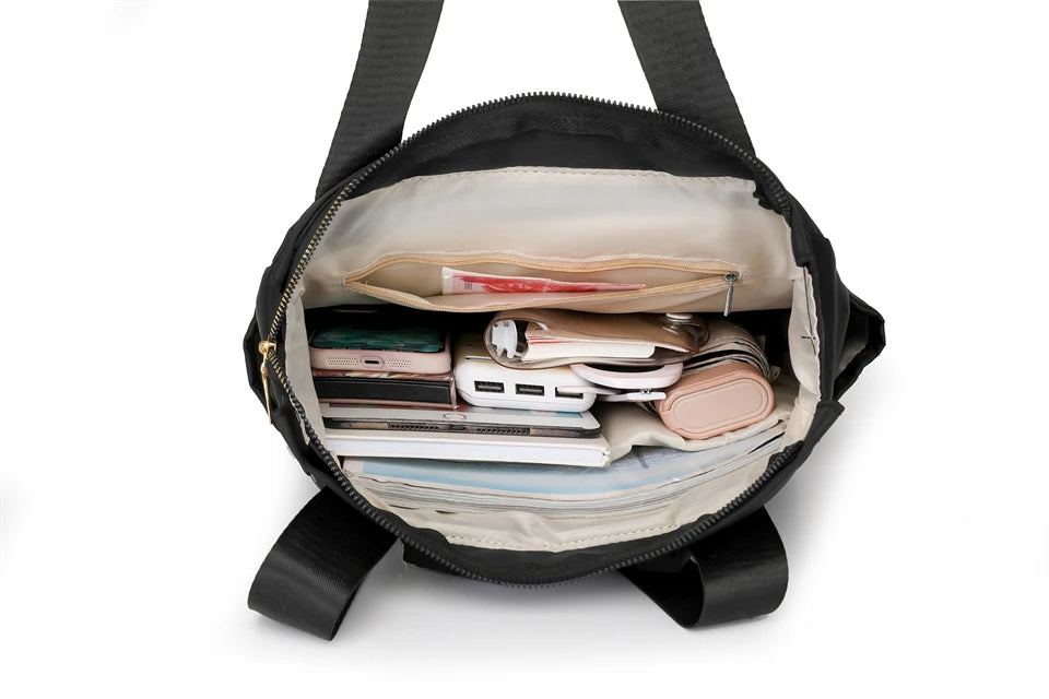 The Contemporary Carryall: Women's Chic Nylon Shoulder Backpack