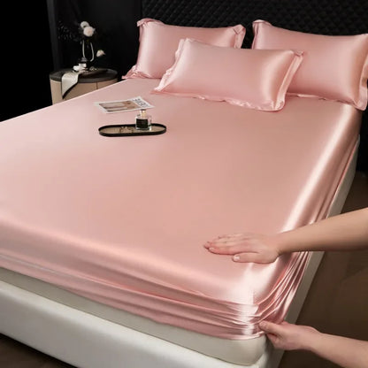 The Bauhaus Nocturne: 100% Mulberry Silk 3-Piece Fitted Sheet Set with Pillowcase Suite